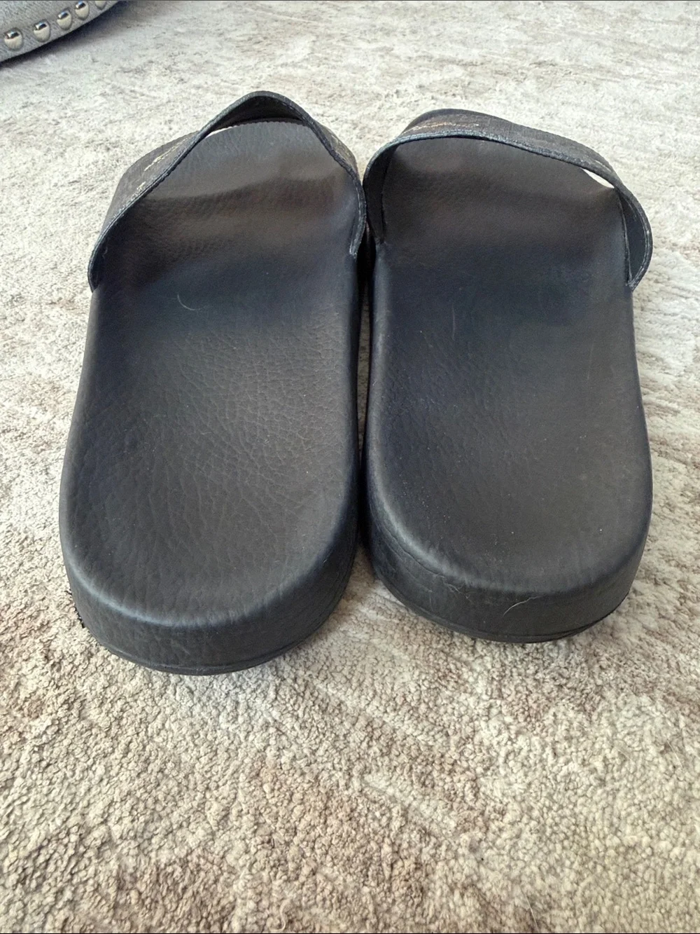 Gucci Black GG Supreme Slides with Gold Tiger Motif